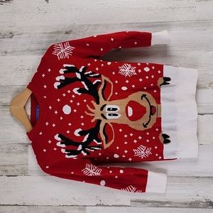 SSLR red Reindeer Holiday Christmas Sweater festive snowflakes Size Small